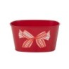 Jardinière ovale rouge à nœud en fer-blanc 15 x 8 H.8 cm - grossiste en contenants pour fleuristes