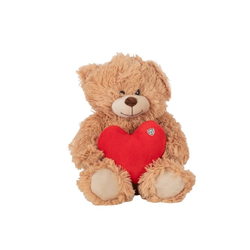 Ours en peluche assis avec cœur rouge H.20 cm - grossiste en peluches