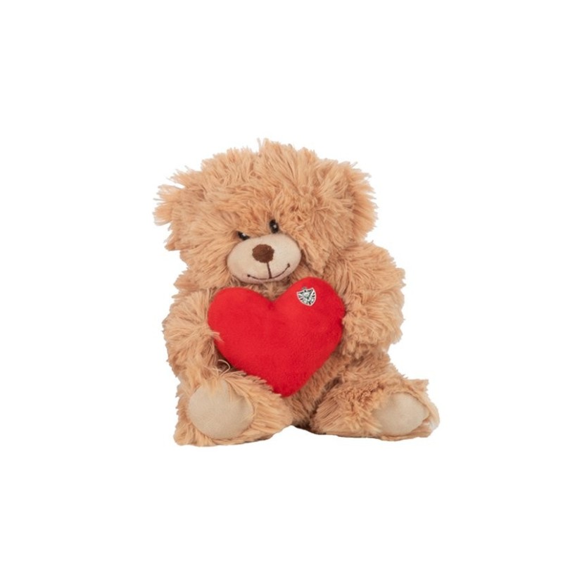 Ours en peluche assis avec cœur rouge H.25 cm - grossiste en peluches