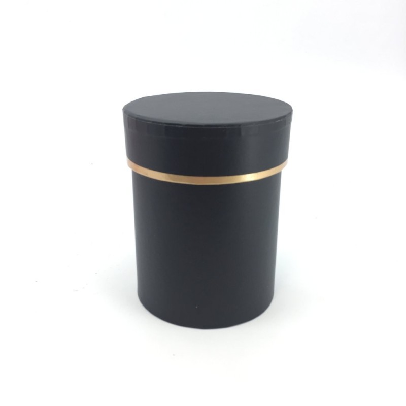 Boîte ronde en carton noire Ø8 H.10 cm - grossiste en emballage fleuriste