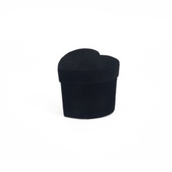 Boîte cœur en velours noir 9 x 8 5 H.8 cm - grossiste en emballage cadeau