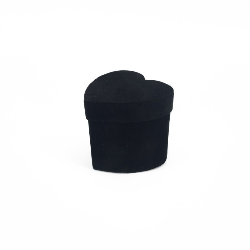Boîte cœur en velours noir 9 x 8 5 H.8 cm - grossiste en emballage cadeau