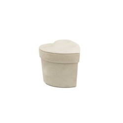 Boîte cœur en velours blanc 9 x 8 5 H.8 cm - grossiste en emballage cadeau