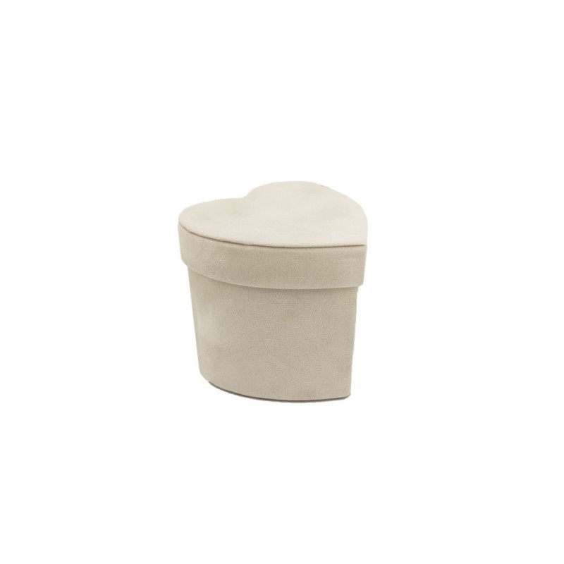 Boîte cœur en velours blanc 9 x 8 5 H.8 cm - grossiste en emballage cadeau