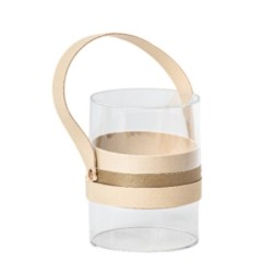 Boîte cylindrique en plexiglas avec anse beige Ø8 H.11 cm - grossiste en boîtes à roses