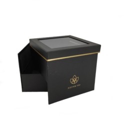 Boîte à roses carrée noire à tiroir et couvercle en acétate 21 5 cm - vente en gros pour fleuristes