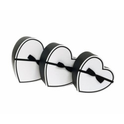 Set de 3 boîtes cœur noires à couvercle smoking - grossiste en emballage fleuriste