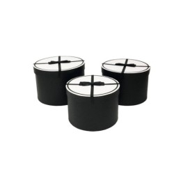 Set de 3 boîtes chapellières noires couvercle smoking - vente en gros pour fleuristes