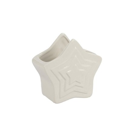 Cache-pot étoile blanche en dolomite 17 x 8,5 H.16,5 cm – décoration de Noël pour vitrine de commerçant, vente en gros