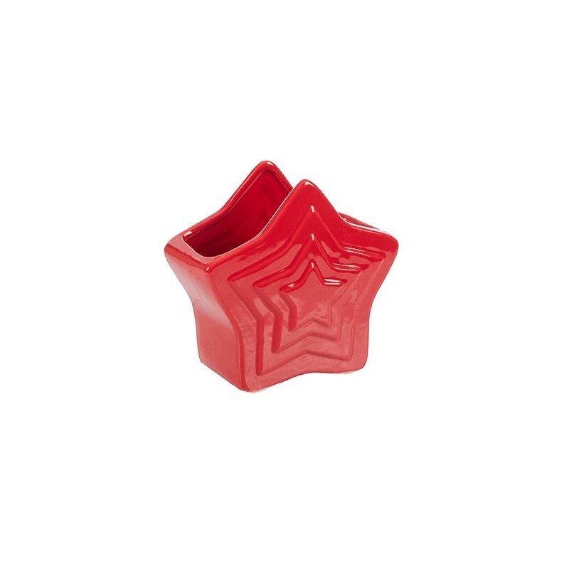 Cache-pot étoile rouge en dolomite 17 x 8,5 H.16,5 cm – grossiste en déco de Noël