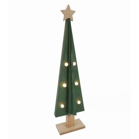 Sapin stylisé lumineux LED en bois vert 12,5 x 6 H.46,5 cm – grossiste en déco de Noël