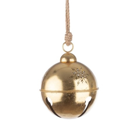 Grande boule grelot en métal or à suspendre Ø30 cm – déco Noël en gros