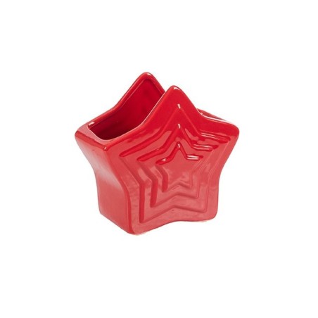 Cache-pot étoile rouge en dolomite 17 x 8,5 H.16,5 cm – grossiste en déco de Noël