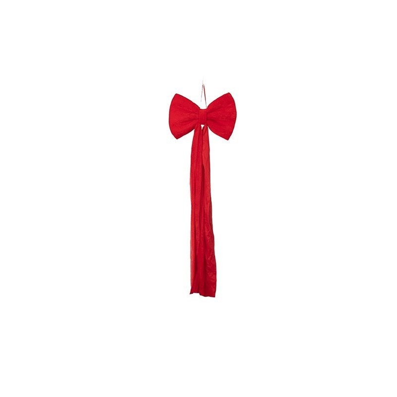 Grand nœud en velours rouge L.40 H.120 cm – décoration de Noël pour vitrine de commerçant, vente en gros