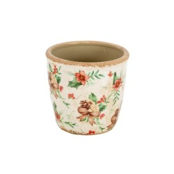 Cache-pot de Noël craquelé houx et pommes de pin en céramique Ø14,5 H.13,5 cm – grossiste en déco de Noël