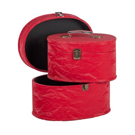 Malle ovale à poignée en tissu rouge - lot de 2, petite 26 x 18 H.15 cm et grande 30 x 23 H.18 cm – grossiste en déco de Noël