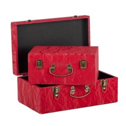 Valise rectangulaire en tissu rouge - lot de 2, petite 30 x 20 H.14 cm et grande 40 x 25 H.17 cm – déco Noël en gros