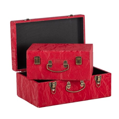 Valise rectangulaire en tissu rouge - lot de 2, petite 30 x 20 H.14 cm et grande 40 x 25 H.17 cm – déco Noël en gros