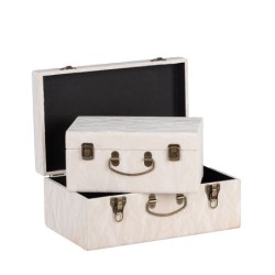 Valise rectangulaire en tissu blanc - lot de 2, petite 30 x 20 H.14 cm et grande 40 x 25 H.17 cm – grossiste en déco de Noël