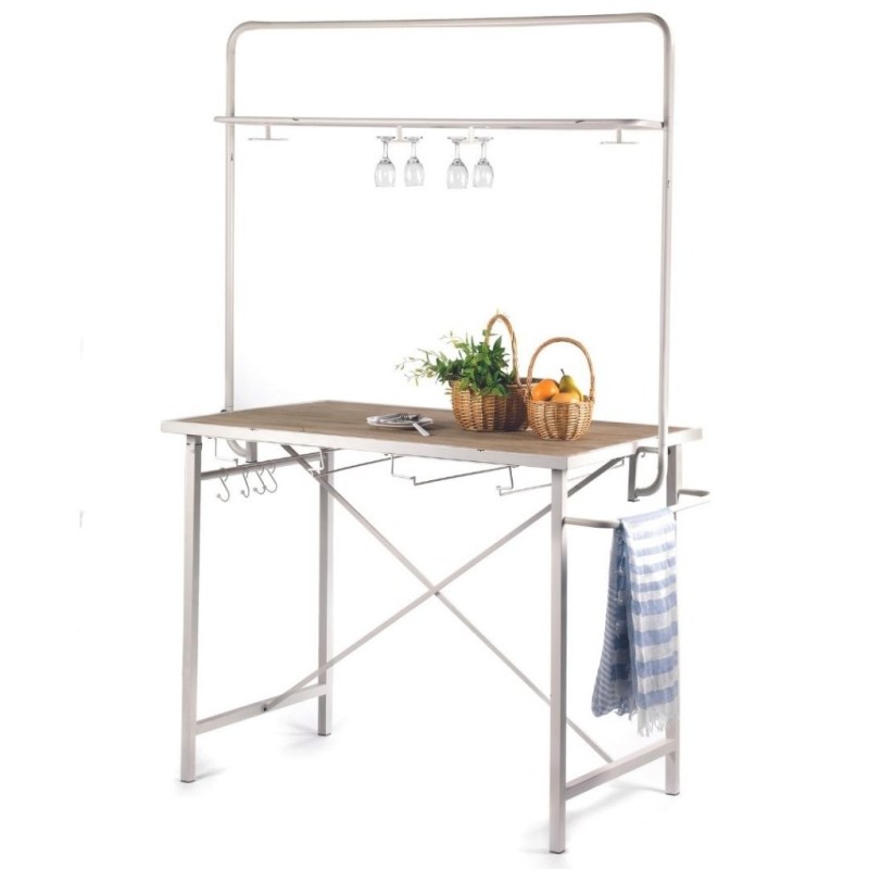 Table de présentation en métal et bois avec porte-verres  vente en gros pour commerçants