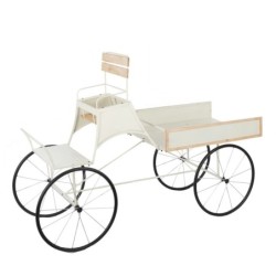 Calèche porte-fleurs en métal blanc 168 cm  grossiste en décors de mariage pour commerçants