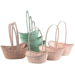 Panier bateau à anse vintage - lot de 3  petit 26 x 19 H.10 5 cm et grand 33 x 24 H.13 cm - vente en gros pour fleuristes