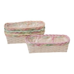 Jardinière ovale en bambou bord pastel 30 x 12 H.10 cm - 4 couleurs assorties - grossiste en vannerie