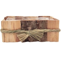 Jardinière rectangulaire en bois avec nœud de foin 23 x 12 H.9 cm - grossiste en contenants en bois
