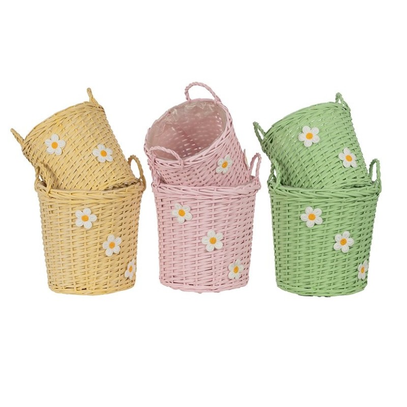 Cache-pot en osier marguerite set de 2 Ø25 et Ø30 cm - grossiste en vannerie pour fleuristes