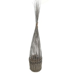 Panier rond avec branches gris lot de 3  jusqu'à 130 cm - grossiste en décoration pour fleuristes