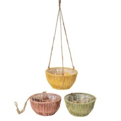Coupe en corde Ø17 cm  3 couleurs pastel assorties - grossiste en contenants pour fleuristes
