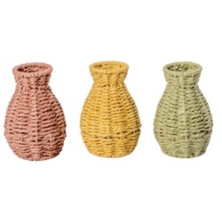 Bouteille porte-fleurs en corde Ø6 5 cm  3 couleurs - grossiste en vases pour fleuristes