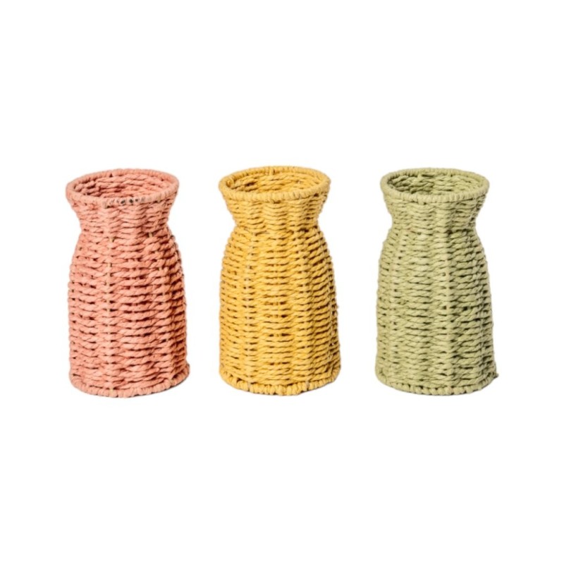 Bouteille en corde col large Ø9 5 H.17 cm  3 couleurs - vente en gros pour fleuristes