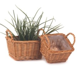 Panier carré à deux anses naturel  set de 2 - grossiste en vannerie pour fleuristes