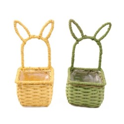 Casseau carré à anse oreilles de lapin 14 x 14 cm - grossiste en vannerie de Pâques pour fleuristes