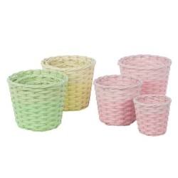 Cache-pot en osier pastel  lot de 3  3 couleurs - grossiste en vannerie pour fleuristes