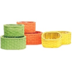 Panier ovale en bois tressé coloré  set de 2 - grossiste en contenants en bois pour fleuristes