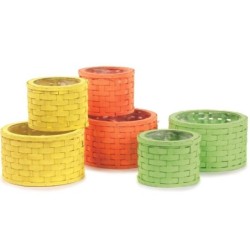 Coupe ronde en bois tressé colorée  set de 2 - grossiste en cache-pots pour fleuristes
