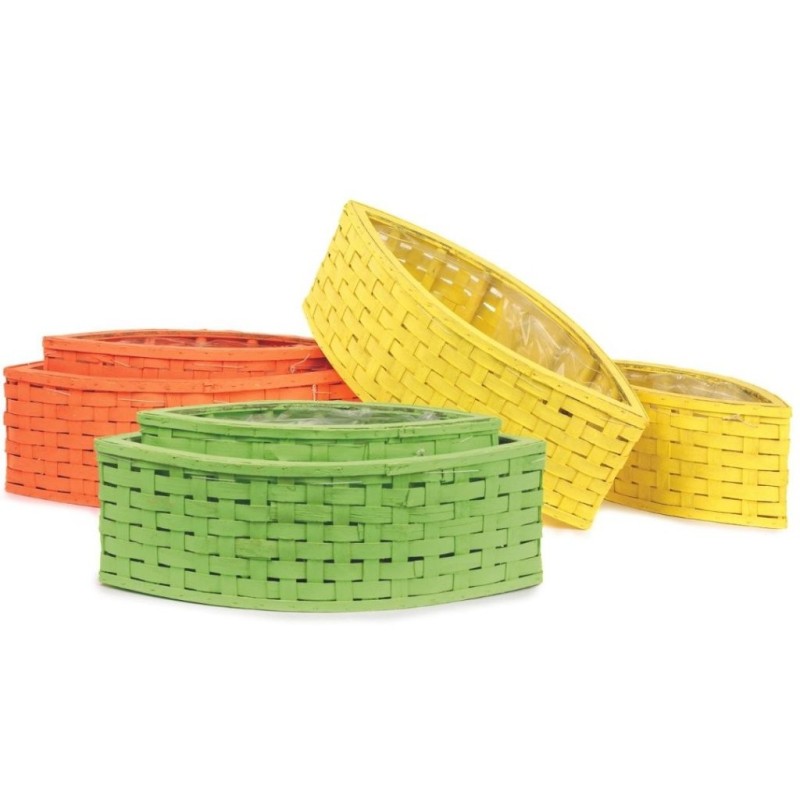 Jardinière navette en bois tressé  set de 2 - grossiste en jardinières pour fleuristes
