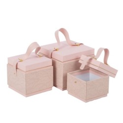 Boîte cadeau à anse dentelle rose antique lot de 3  grossiste en boîtes cadeau fête des mères