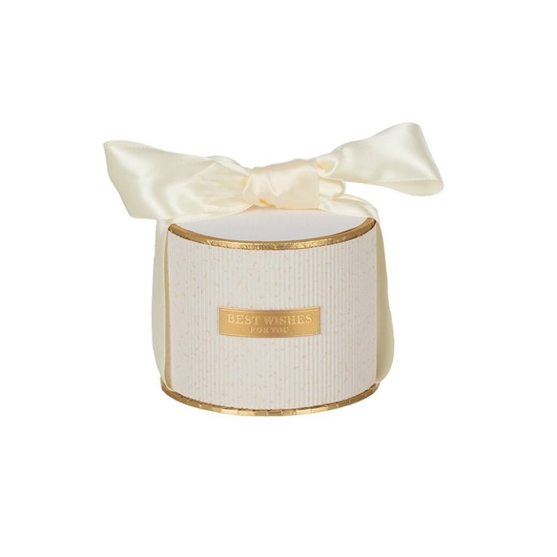 Boîte ronde crème avec nœud en satin Ø11 H.8 5 cm  grossiste en boîtes cadeau
