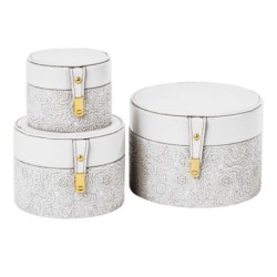 Boîte ronde en tissu blanc à motif en relief lot de 3  grossiste en boîtes à fleurs