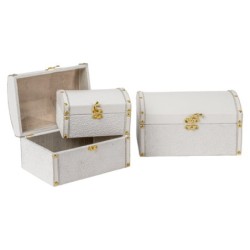 Malle en tissu blanc à motif en relief lot de 3  grossiste en coffrets décoratifs