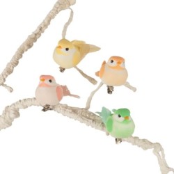 Oiseau sur clip en plume pastel 9 cm lot de 12  grossiste en oiseaux décoratifs pour fleuristes