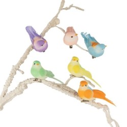 Oiseau sur clip en plume couleurs assorties 9 cm lot de 12  grossiste en oiseaux à clipser
