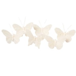 Papillon blanc sur clip Ø7 5 cm lot de 12  grossiste en papillons décoratifs pour fleuristes