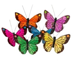 Papillon sur clip couleurs vives Ø7 5 cm lot de 12  grossiste en papillons décoratifs