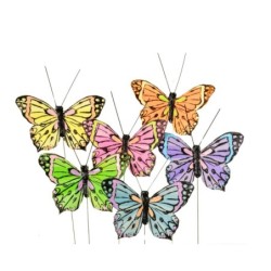 Papillon sur pique pastel à lignes sombres Ø7 5 cm lot de 12  grossiste en papillons à piquer