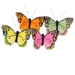 Papillon sur clip pastel Ø10 cm lot de 12  grossiste en papillons décoratifs pour vitrines