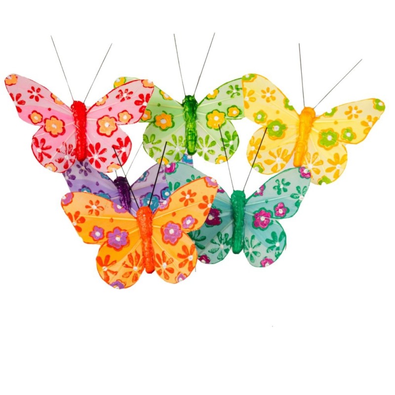 Papillon sur clip à motif floral Ø8 5 cm lot de 12  grossiste en papillons à clipser